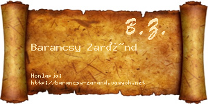 Barancsy Zaránd névjegykártya